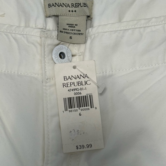 Women's Banana Republic 6 Small Capri Pants Cotton Twill Ryan Fit White NWT - Picture 5 of 8